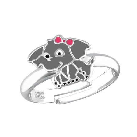 Children's Sterling Silver Adjustable Pink Striped Heart Ring