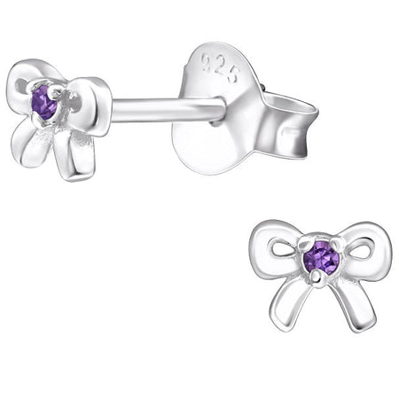 Children's Sterling Silver 'Blue and Purple Sparkle Butterfly' Crystal Stud Earrings