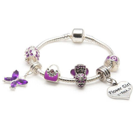 Children's Sterling Silver 'Swirl Flower with Purple Crystal' Stud Earrings