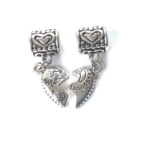 Silver Plated Sisters Heart Cube Charm