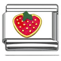 Stainless Steel 9mm Shiny Link with Strawberry for Italian Charm Bracelet