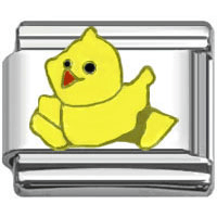 Stainless Steel 9mm Shiny Link with Yellow Chick for Italian Charm Bracelet