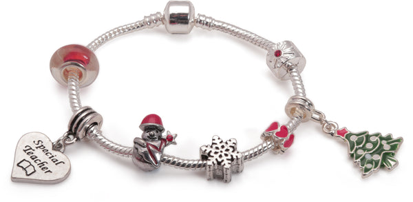 Adult's 'Special Teacher Bracelet Christmas Dream' Silver Plated Charm Bracelet