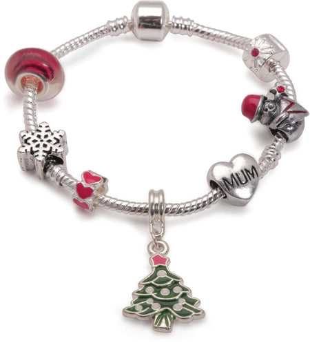 Children's Granddaughter 'Christmas Wishes' Silver Plated Charm Bracelet