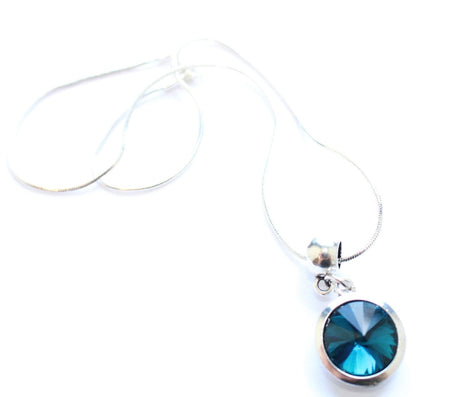 Silver Plated 'August Birthstone' Peridot Coloured Crystal Pendant Necklace