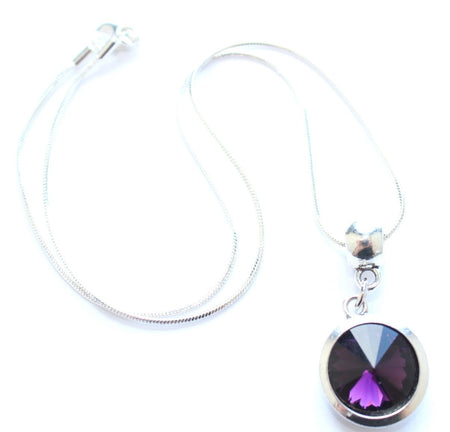 Silver Plated 'October Birthstone' Rose Coloured Crystal Pendant Necklace