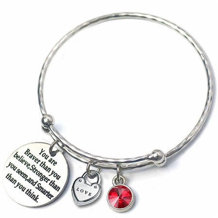 Adults/Teenagers 'March Birthstone with Inspirational Quote' Adjustable Bangle