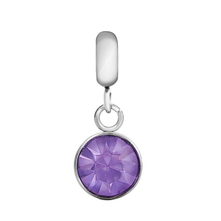 Silver Plated 'June Birthstone' Amethyst Coloured Crystal Pendant Necklace