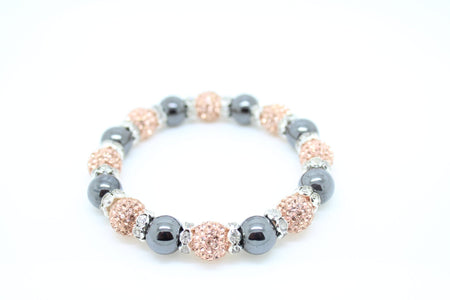 Liberty Charms 'Mayfair Duo Starlet' Pink Czech Crystal and Haematite Stretch Bracelet.