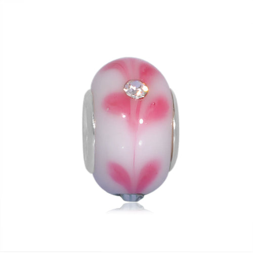 'Valentine Sparkle' Glass Bead With Silver Plated Core