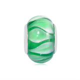 'Green Kaleidoscope' Glass Bead With Silver Plated Core