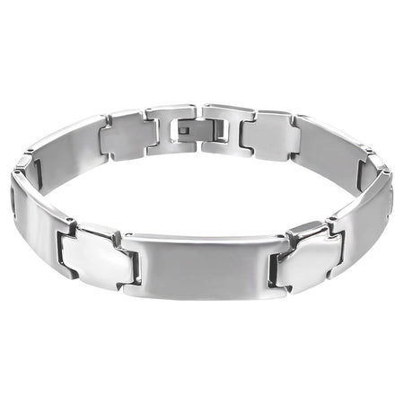 Men's 'Miami' Lava Stone and High Polish Stainless Steel Stretch Bracelet