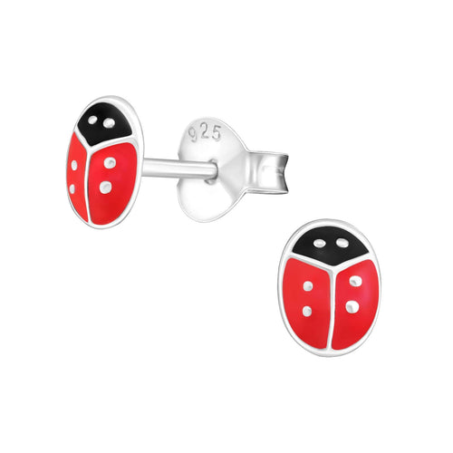 Children's Sterling Silver 'Red Ladybird' Stud Earrings