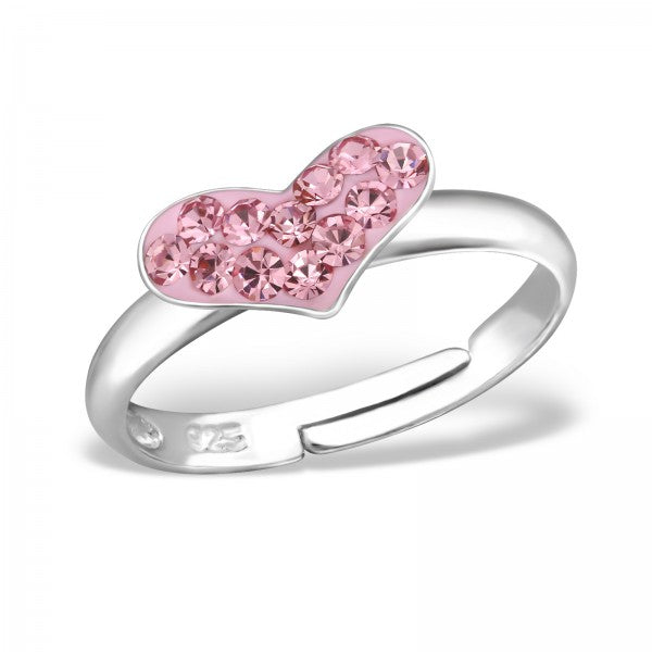 Children's Sterling Silver Adjustable Sparkle Pink Heart Ring – Liberty ...