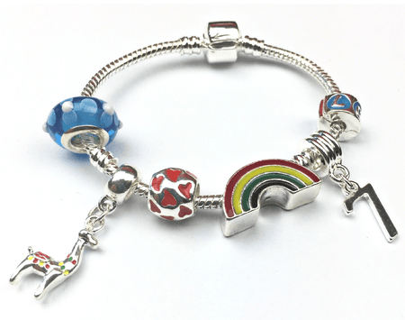 Children's 'Lovely Llama 8th Birthday' Silver Plated Charm Bead Bracelet