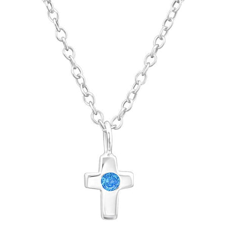 Children's Sterling Silver Textured Cross Pendant Necklace