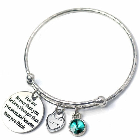 Adults/Teenagers 'February Birthstone with Inspirational Quote' Adjustable Bangle