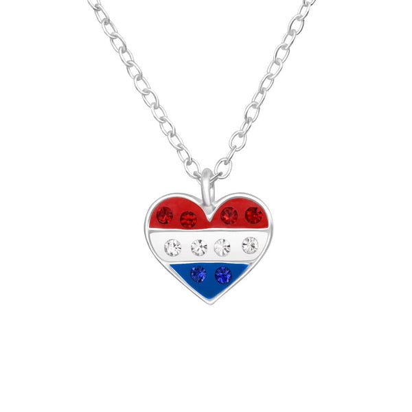 Children's Sterling Silver 'French Flag' Pendant Necklace