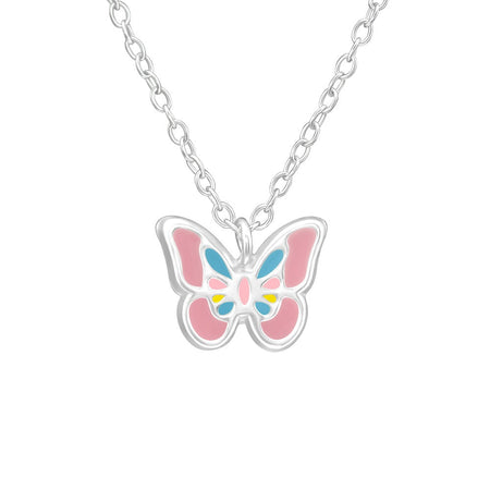 Children's Sterling Silver Daisy Pendant Necklace and Butterfly Stud Earrings Set