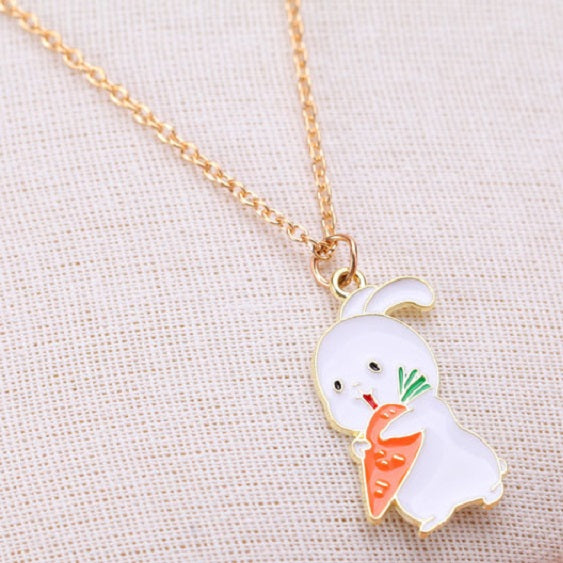 Children's 'Easter Bunny Rabbit with Carrot' Pendant Necklace
