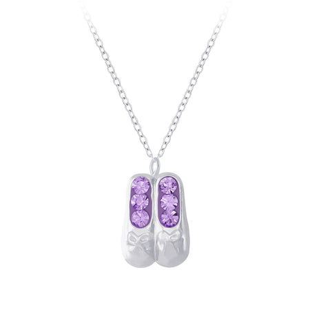 Children's Sterling Silver Pink Ballet Shoes Pendant Necklace and Pink Ballerina Stud Earrings Set