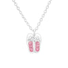 Children's Sterling Silver Pink Crystal Ballet Shoes Pendant Necklace