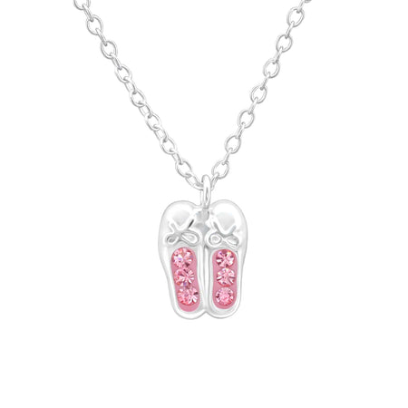 Children's Sterling Silver 'Round Pink Crystal' Pendant Necklace