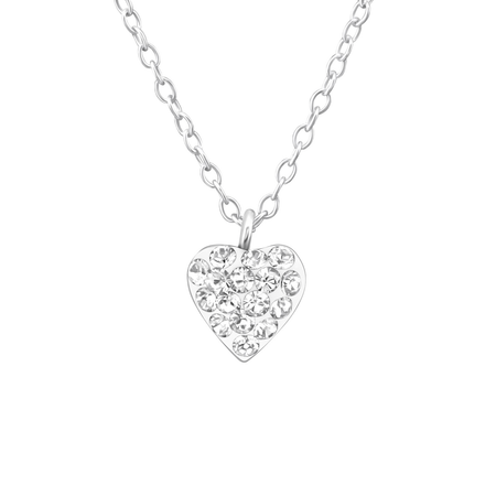 Children's Sterling Silver 'Blue Sparkle Crystal Heart' Pendant Necklace