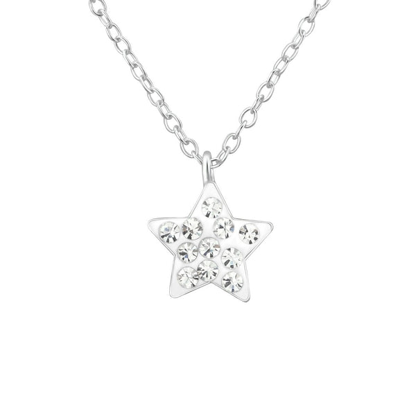 Children's Sterling Silver Crystal Star Pendant Necklace
