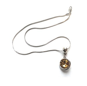 Silver Plated 'November Birthstone' Topaz Coloured Crystal Pendant Necklace