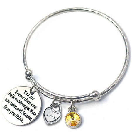 Adults/Teenagers 'October Birthstone with Inspirational Quote' Adjustable Bangle