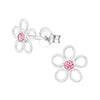 Children's Sterling Silver 'October Birthstone Open Flower' Stud Earrings