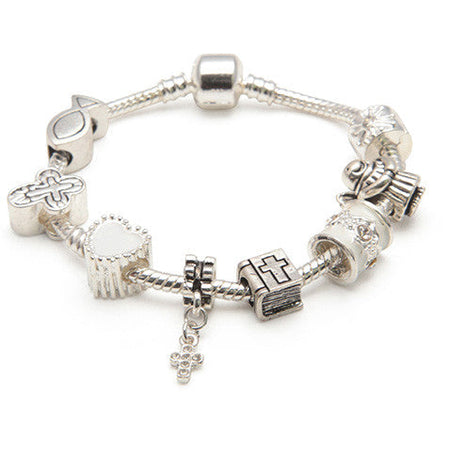 Baby Girls 'Little Angel Niece' Silver Plated Charm Bead Bracelet