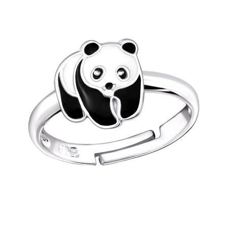 Children's Sterling Silver Adjustable Shy Panda Ring