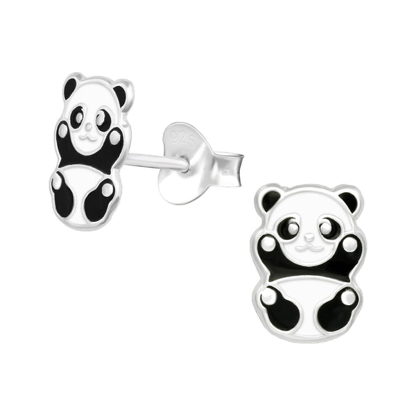 Children's Sterling Silver 'Playful Panda' Stud Earrings