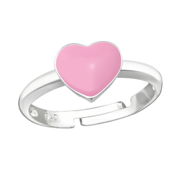 Children's Sterling Silver Adjustable Pink Heart Ring – Liberty Charms