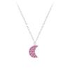 Children's Sterling Silver Pink Crystal Crescent Moon Pendant Necklace