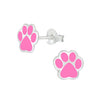 Children's Sterling Silver 'Pink Paw Print' Stud Earrings