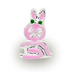 Pink Silver Bunny Charm