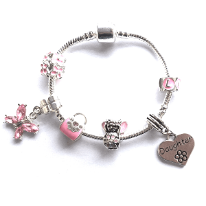Silver Plated Children's Daughter Pink Fairy Dream Charm Bracelet