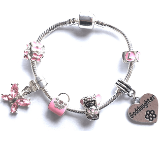 Children's Goddaughter Silver Plated Charm Bracelet the Pink Fairy Dream