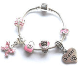 pink fairy sister bracelet with charms and beads