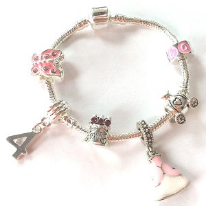 pink princess jewellery, princess bracelet, 4th birthday gifts girl and charm bracelet gifts for 4 year old girl