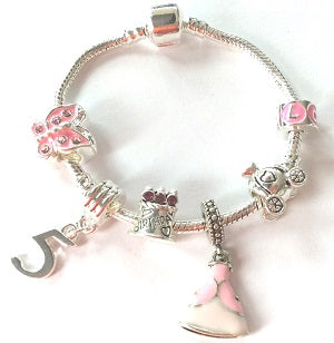 Children's Adjustable 'Happy Birthday To You - Age 8' Silver Plated Charm Bead Bracelet