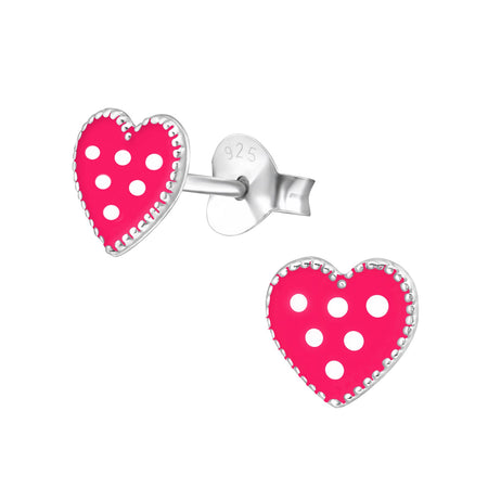 Children's Sterling Silver 'Pink Crystal Heart' Stud Earrings