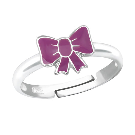 Children's Sterling Silver Adjustable 'Crown with Pink Crystal' Ring