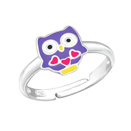 Children's Sterling Silver Adjustable 'Heart with Pink Crystal' Ring