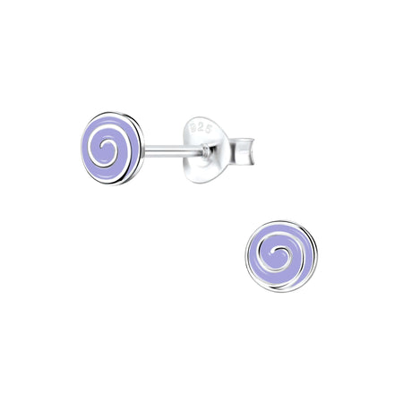 Children's Sterling Silver 'Purple Sparkle Horseshoe' Crystal Stud Earrings