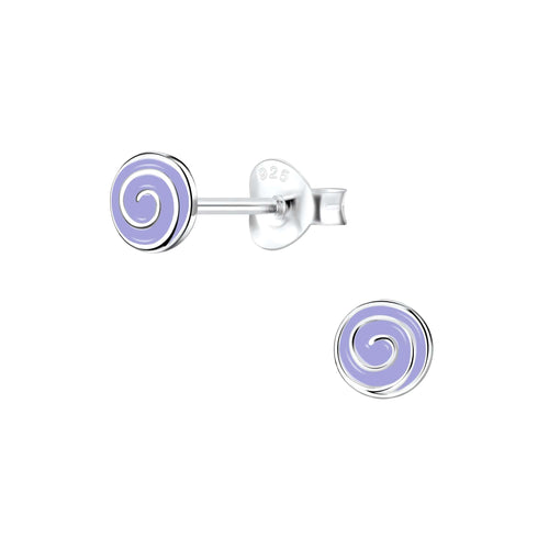 Children's Sterling Silver 'Purple Sweetie Swirl' Stud Earrings