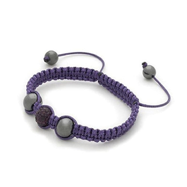 Purple Czech Crystal Disco Ball/Haematite Friendship Bracelet